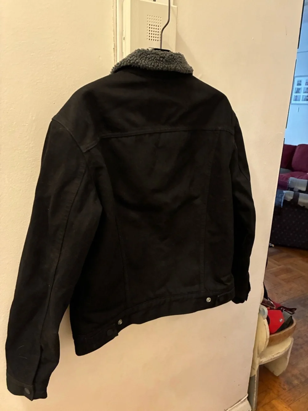 levi denim jacket pile lined black size m - Picture 2 of 2